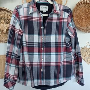 Orvis Fleece-Lined Plaid Flannel Shirt Jacket – Red/Navy